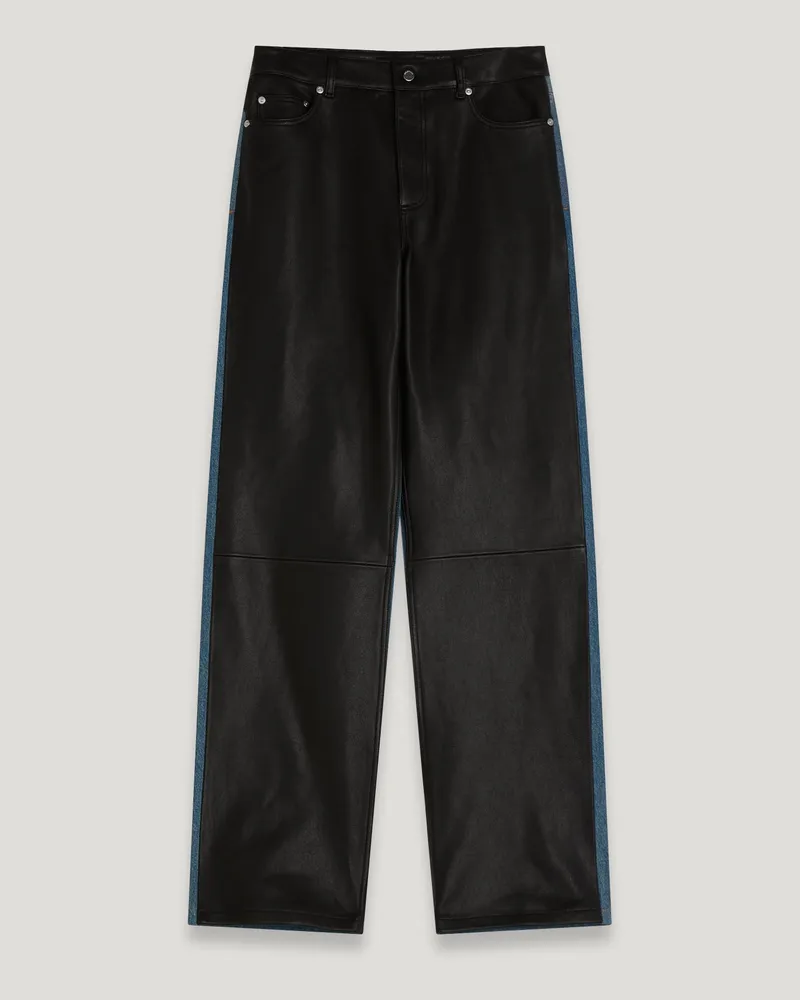 Belstaff Tungston Hose für Damen Lamb Leather Schwarz/Indigo-Denim Schwarz