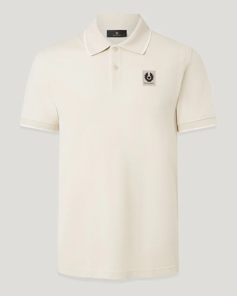 Belstaff Tipped Polohemd für Herren Cotton Pique Weiß M 