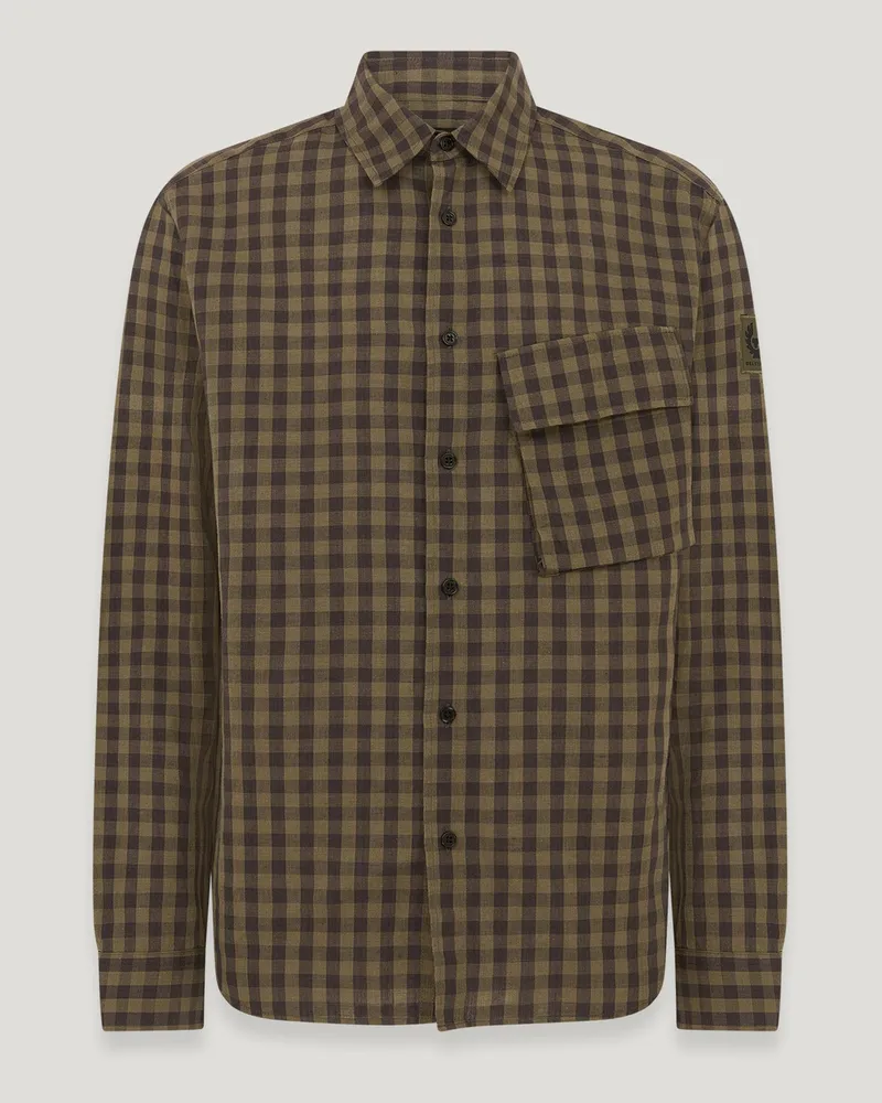 Belstaff Scale Hemd für Herren Shoreline Gingham Militärgrün/verwaschenes Schwarz Militärgrün