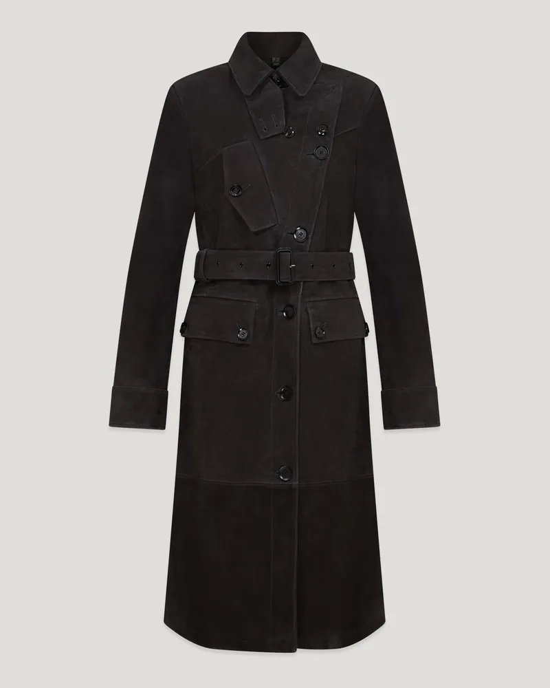 Belstaff Tt Trenchcoat für Damen Tanner Suede Verwaschenes Schwarz Verwaschenes