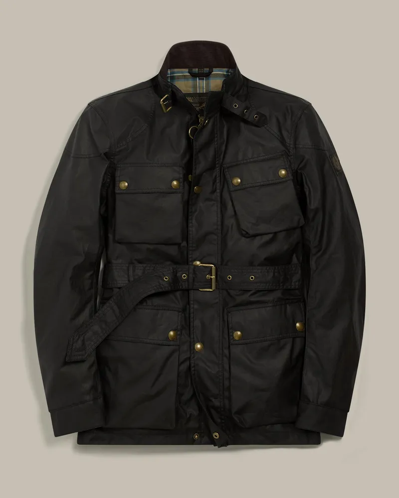 Belstaff Trailmaster Ikonen Jacke für Herren Waxed Cotton Schwarz Schwarz