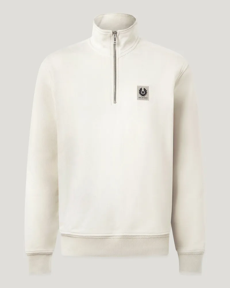 Belstaff Sweatshirt Mit Viertelreißverschluss für Herren Cotton Fleece Weiß 3XL 