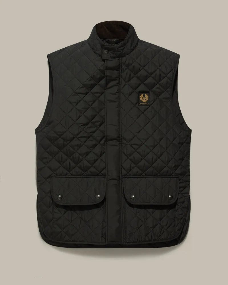 Belstaff Icon Steppweste für Herren Quilted Recycled Nylon Schwarz Schwarz