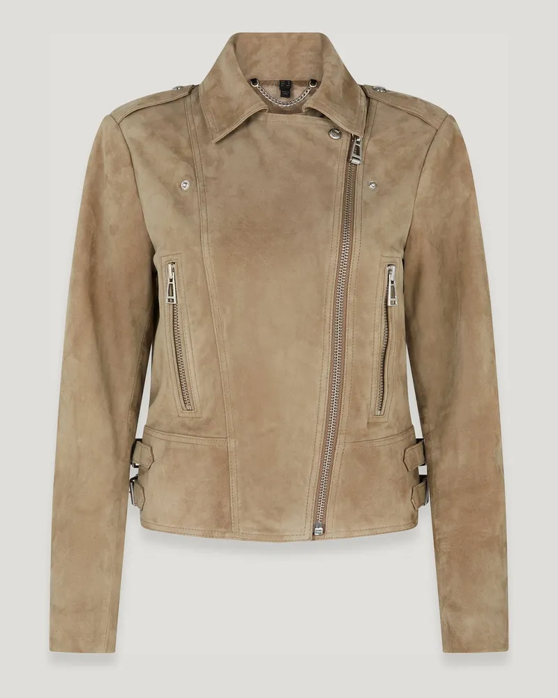 Belstaff Marianne Jacke für Damen Lightweight Suede Verwaschenes Sandbraun Verwaschenes
