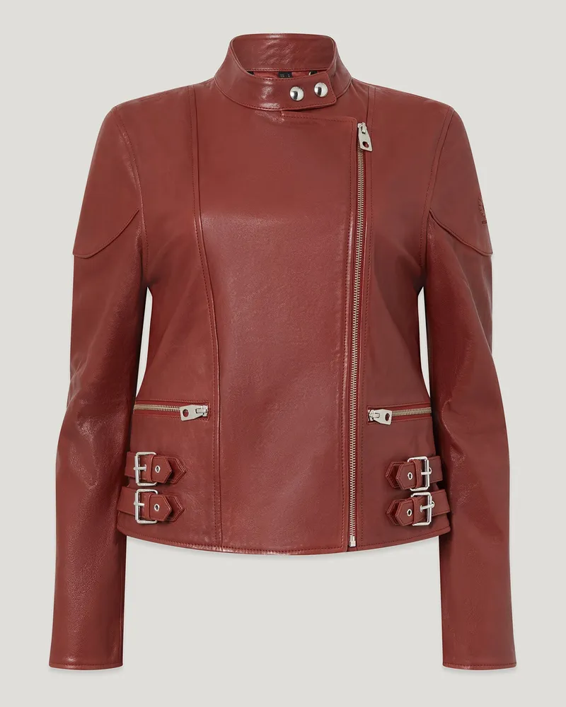 Belstaff Russo Jacke für Damen Semi Veg Tan Leather Dunkles Rallye-rot EU 44 