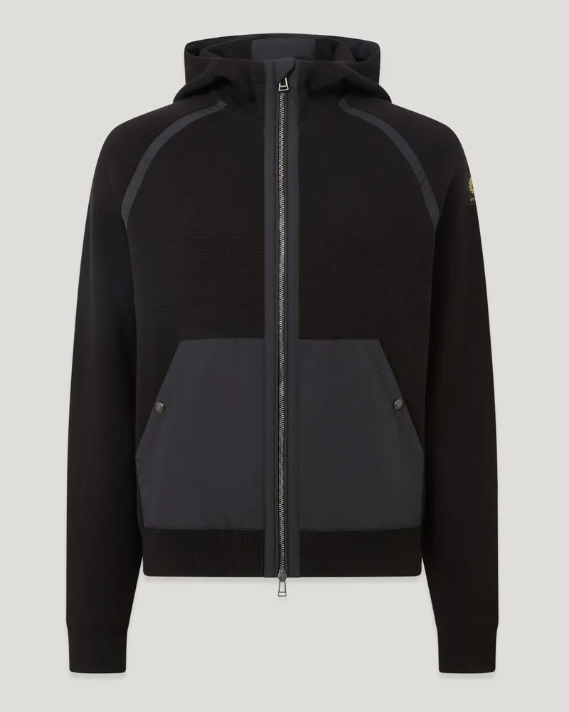 Belstaff View Kapuzenjacke Mit Reißverschluss für Herren Cotton Milano Mix Media Schwarz L 
