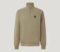 Sweatshirt Mit Viertelreißverschluss für Herren Cotton Fleece Dunkelgrün