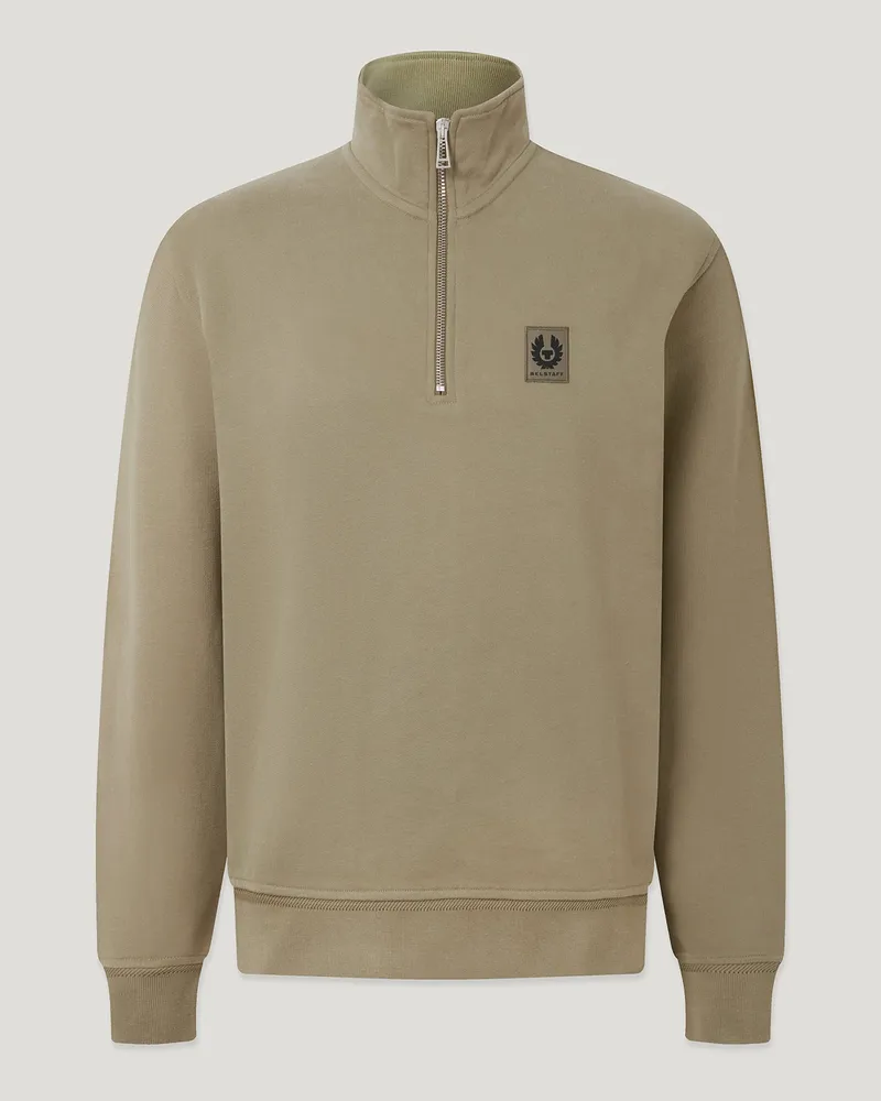 Belstaff Sweatshirt Mit Viertelreißverschluss für Herren Cotton Fleece Dunkelgrün XL 