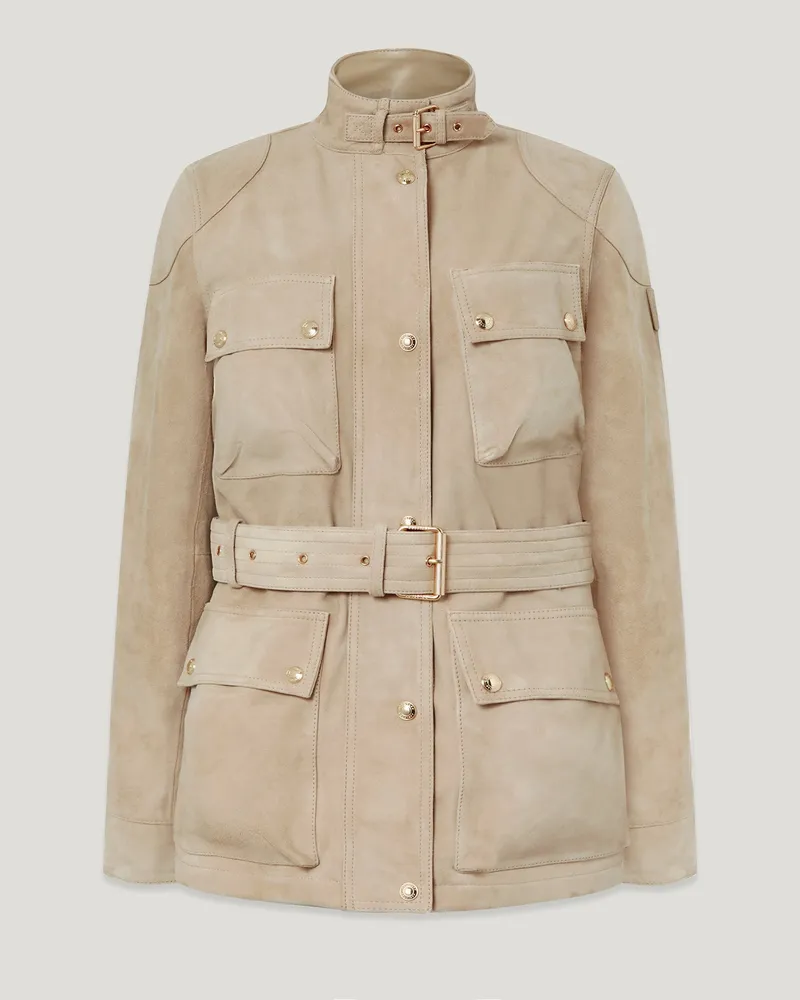 Belstaff Trialmaster Panther Jacke für Damen Lightweight Suede Dunkles Dünenbeige EU 42 