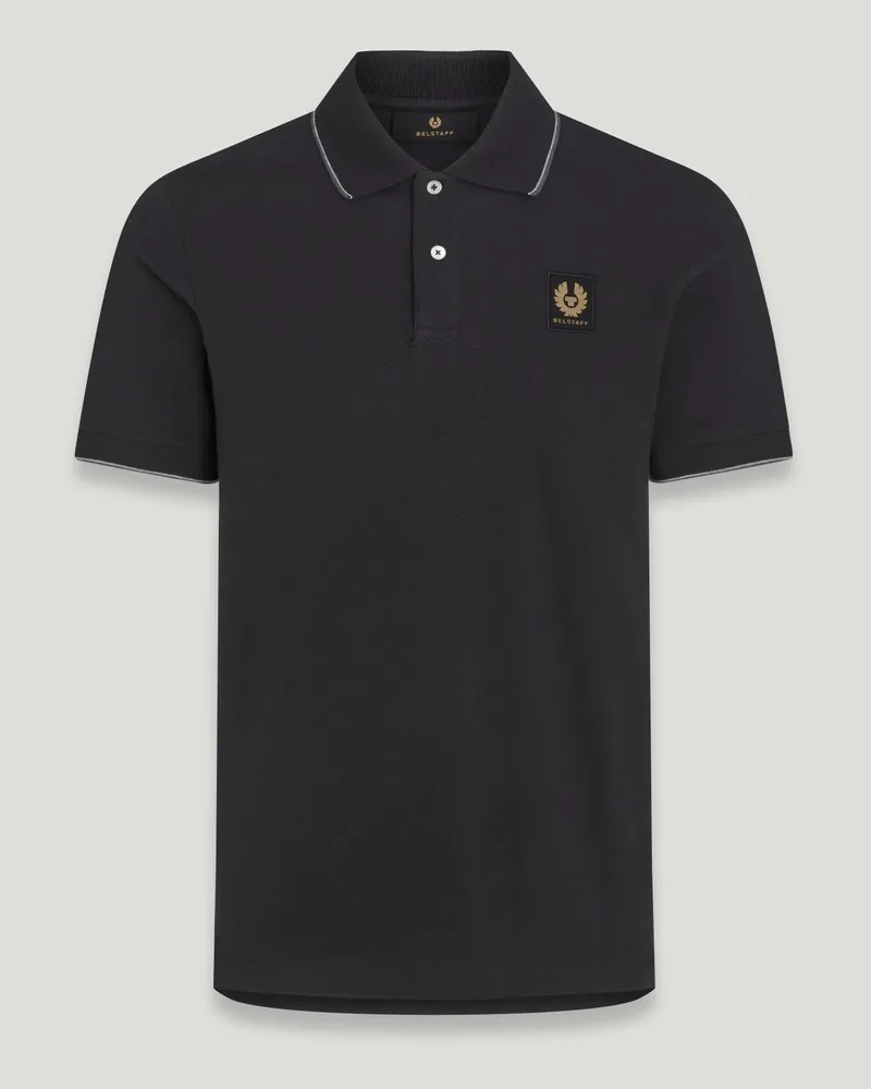 Belstaff Double Tipped Polohemd für Herren Cotton Pique  S Black