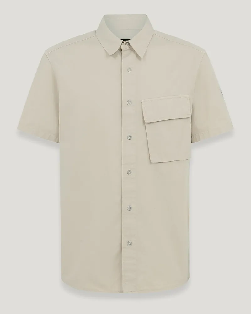 Belstaff Scale Kurzarmhemd für Herren Garment Dye Cotton Steinbeige Steinbeige