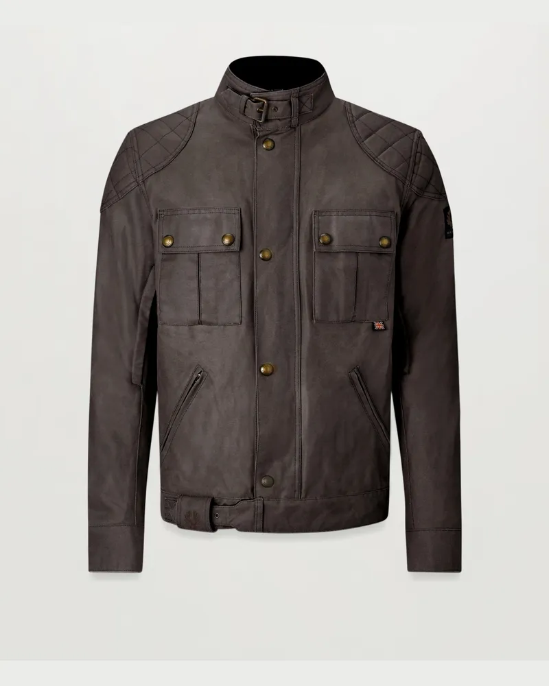Belstaff Brooklands Motorradjacke für Herren Waxed Cotton Dunkelbraun XL 