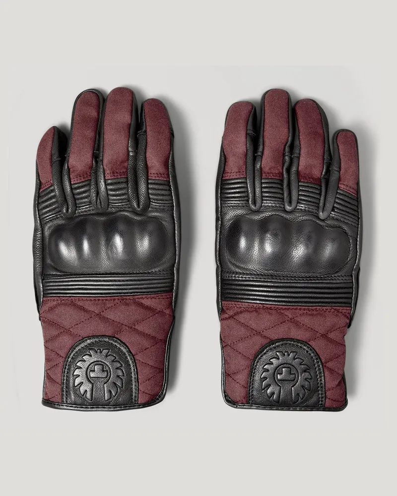 Belstaff Hampstead Motorradhandschuhe für Herren Calf Leather Schwarz/rot Schwarz