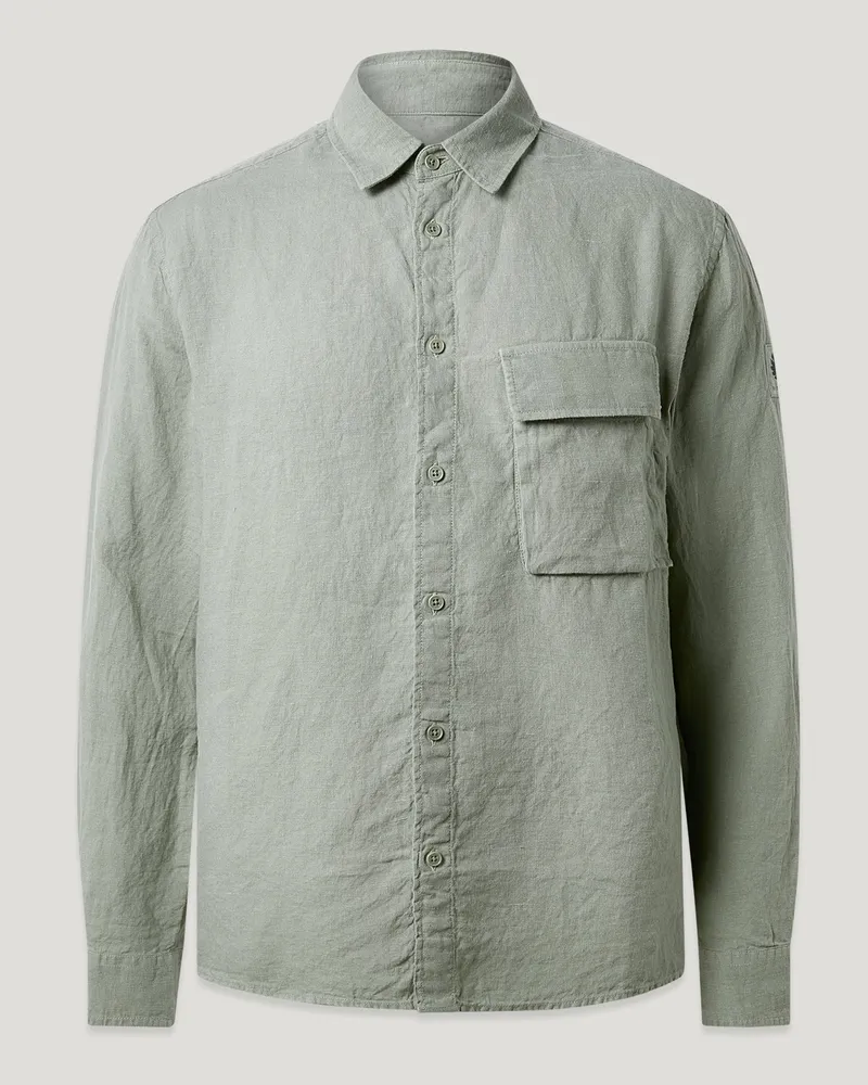 Belstaff Scale Hemd für Herren Garment Dyed Linen Beige Flechtenbeige