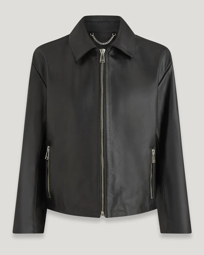 Belstaff Copper Jacke für Damen Satin Finish Leather Schwarz Schwarz