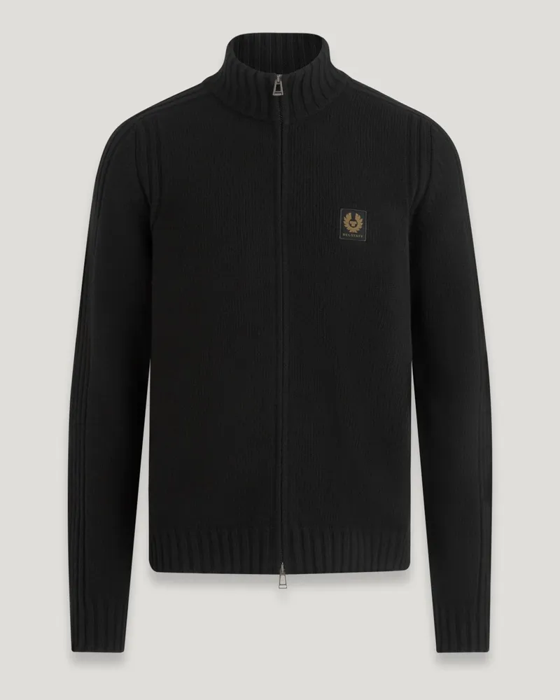 Belstaff Watch Cardigan Mit Reißverschluss für Herren Lambswool Schwarz Schwarz