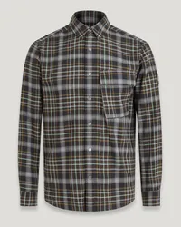 Belstaff Scale Hemd für Herren Shadow Plaid Cotton  M Charcoal