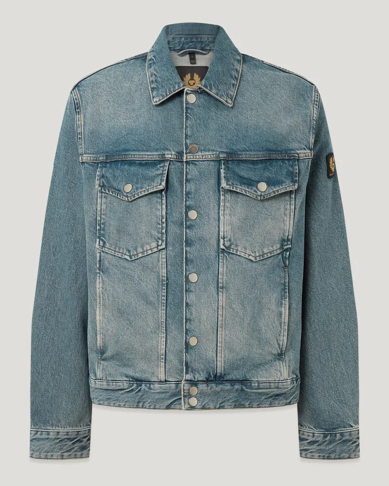 Belstaff Piston Truckerjacke Für Herren Washed Denim Antik Antik