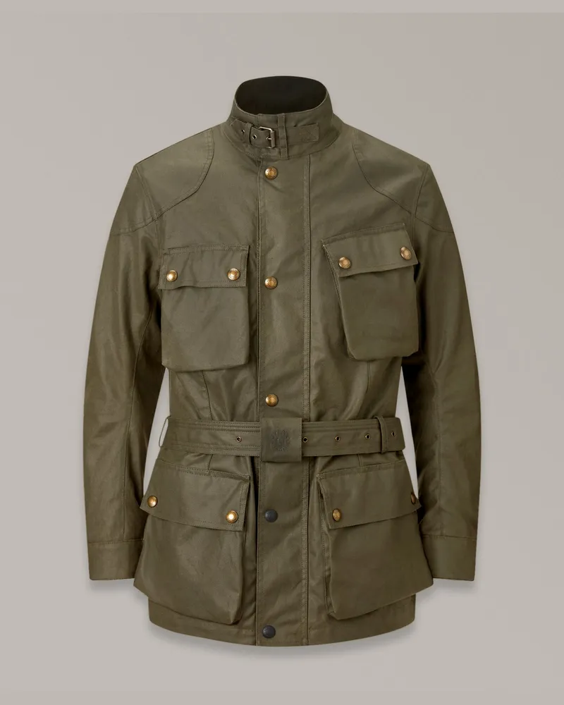 Belstaff Trialmaster Motorradjacke für Herren Waxed Cotton Olivgrün Olivgrün