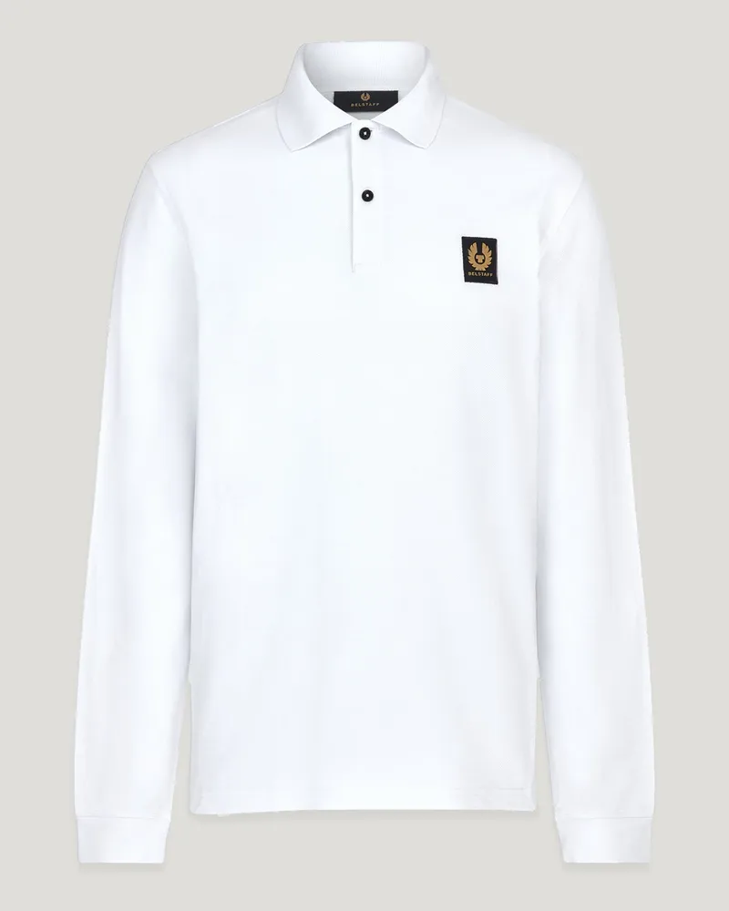 Belstaff Langarm-polohemd für Herren Cotton Pique Weiß XS 