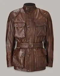 Belstaff Trialmaster Motorradjacke für Herren Hand Waxed Leather Burnt