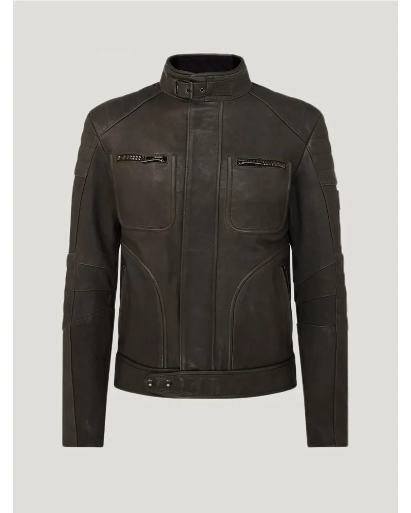 Belstaff Weybridge Jacke für Herren Lander Leather Dunkles Militärgrün Dunkles
