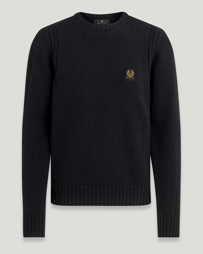 Belstaff Watch Rundhalspullover für Herren Lambswool Schwarz M 