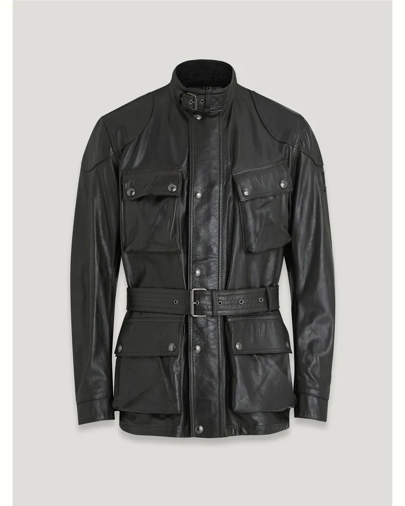 Belstaff Trialmaster Panther Jacke Hand Waxed Leather Schwarz Schwarz