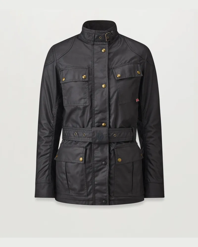 Belstaff Trialmaster Motorradjacke für Damen Waxed Cotton Schwarz 46 