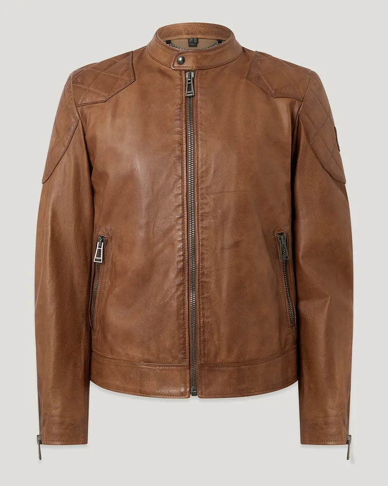 Belstaff Legacy Outlaw Jacke für Herren Hand Waxed Leather Hellbraun EU 46 