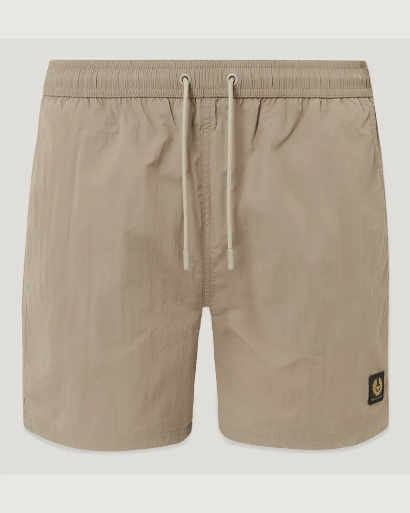Belstaff Clipper Badeshorts für Herren Textured Nylon Dunkelbraun Dunkles