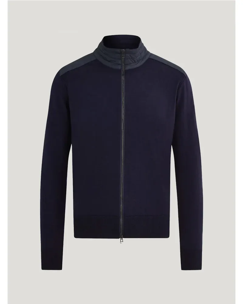 Belstaff Kelby Cardigan Mit Reißverschluss für Herren Merino Wool Gewaschenes Marineblau Gewaschenes