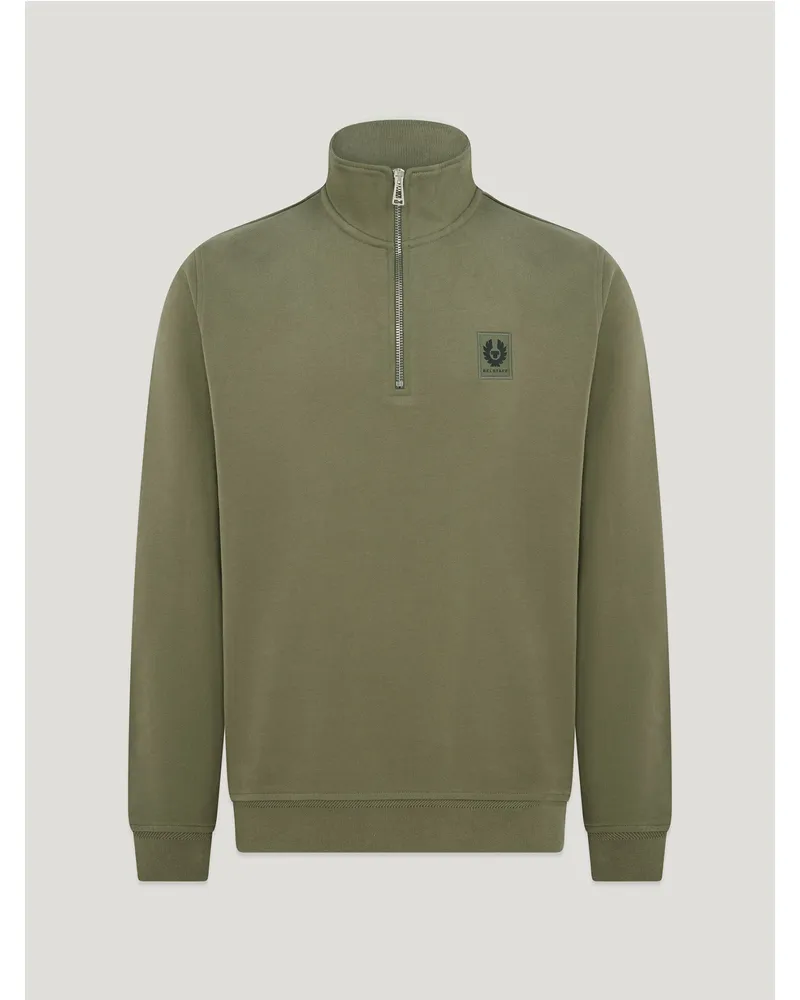 Belstaff Sweatshirt Mit Viertelreißverschluss für Herren Cotton Fleece Militärgrün Militärgrün