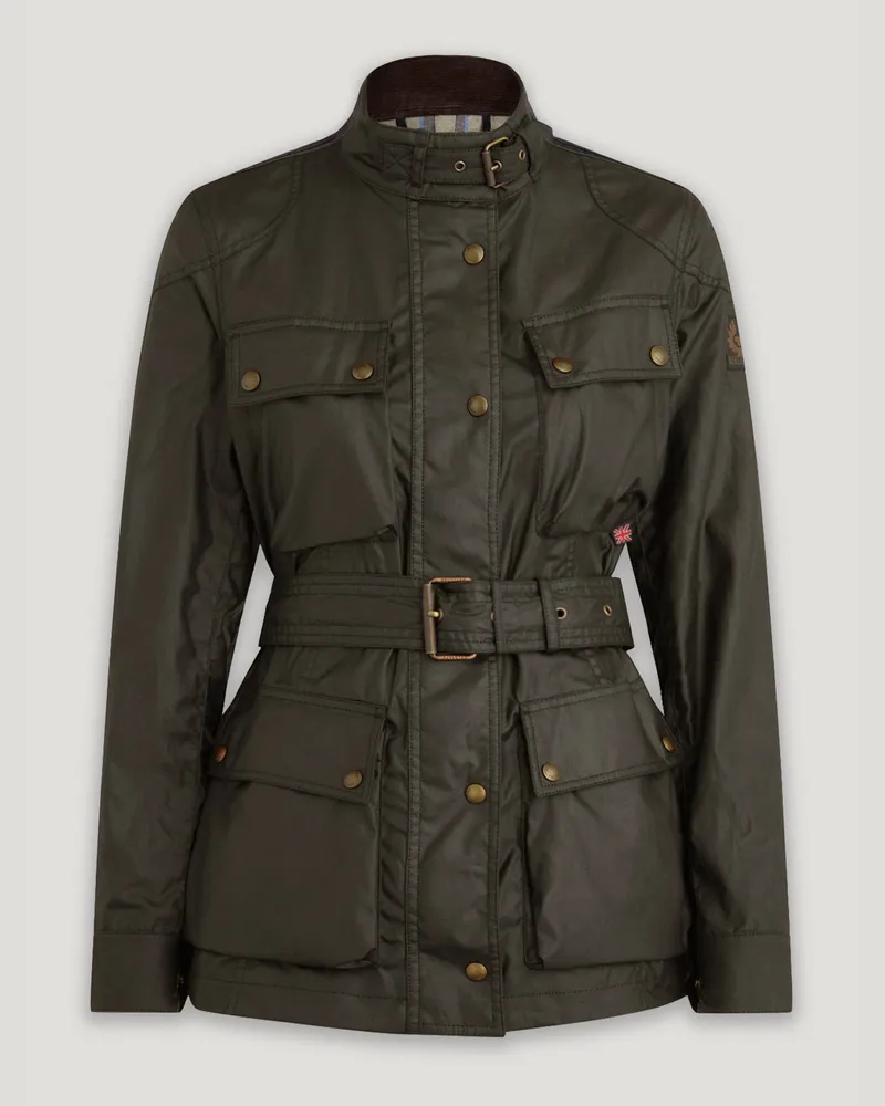 Belstaff Trialmaster Jacke für Damen Waxed Cotton Grün Verblasstes