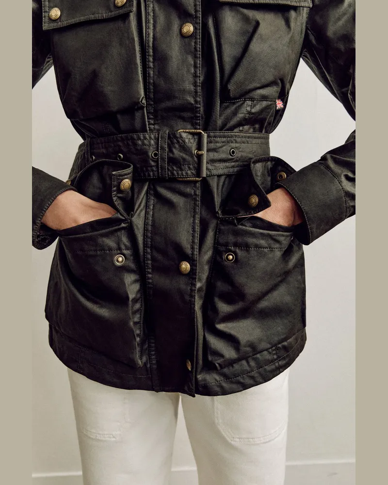 Belstaff Trailmaster Ikonnen Jacke für Damen Waxed Cotton Grün Verblasstes