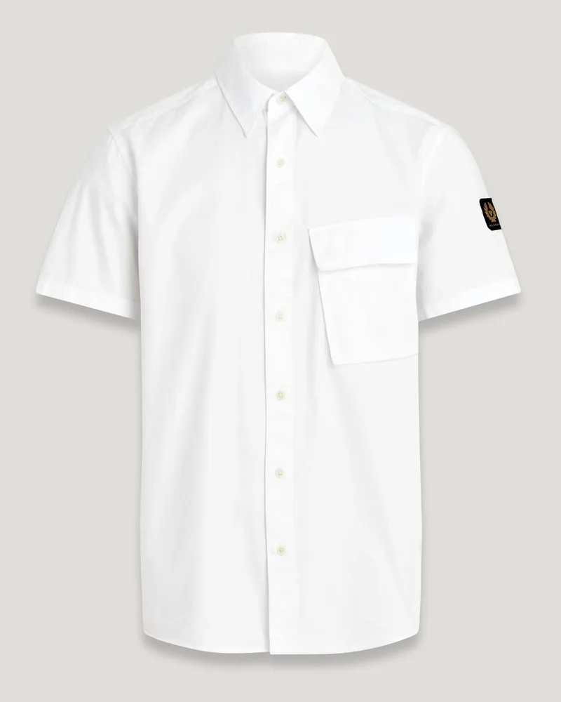 Belstaff Scale Kurzarmhemd für Herren Garment Dye Cotton Weiß Weiß