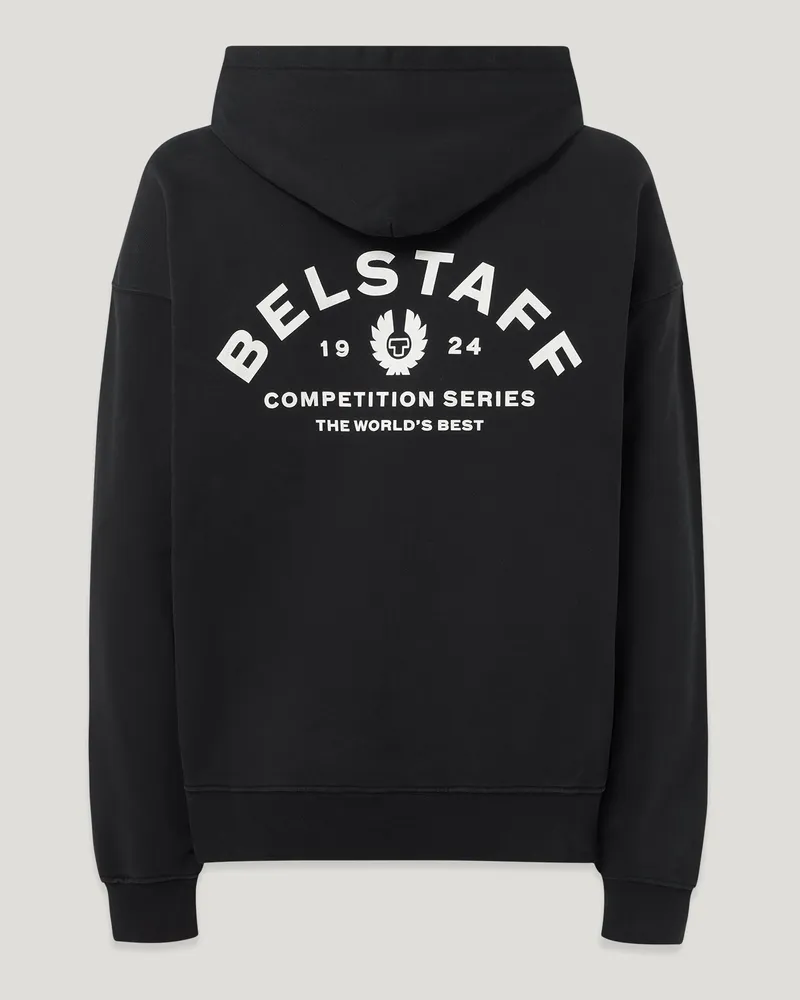 Belstaff Competition Hoodie für Herren Heavyweight Cotton Fleece Schwarz 2XL 