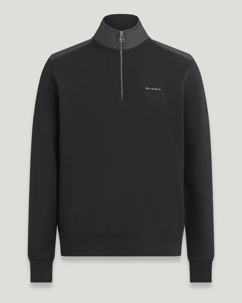 Belstaff Alloy Sweatshirt Mit Viertelreißverschluss für Herren Cotton Fleece Schwarz Schwarz