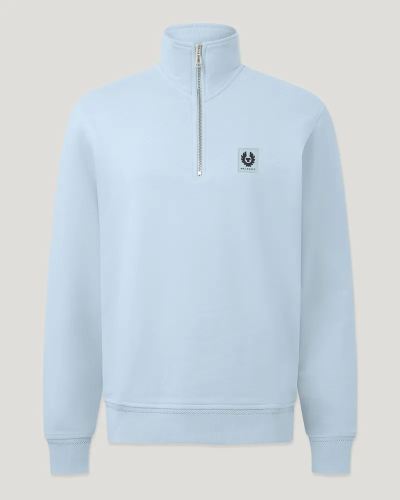 Belstaff Sweatshirt Mit Viertelreißverschluss für Herren Cotton Fleece Hellblau S 