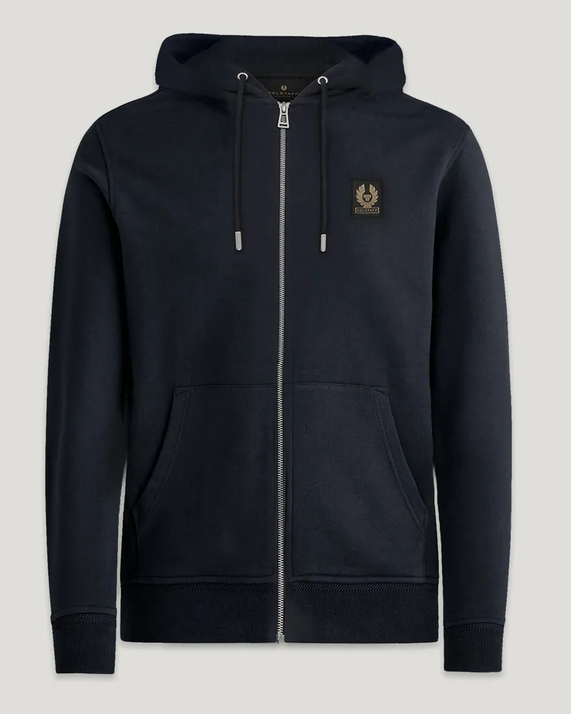 Belstaff Hoodie Mit Durchgehendem Reißverschluss Für Herren Baumwollfleece Dunkles Tintenblau Dunkles
