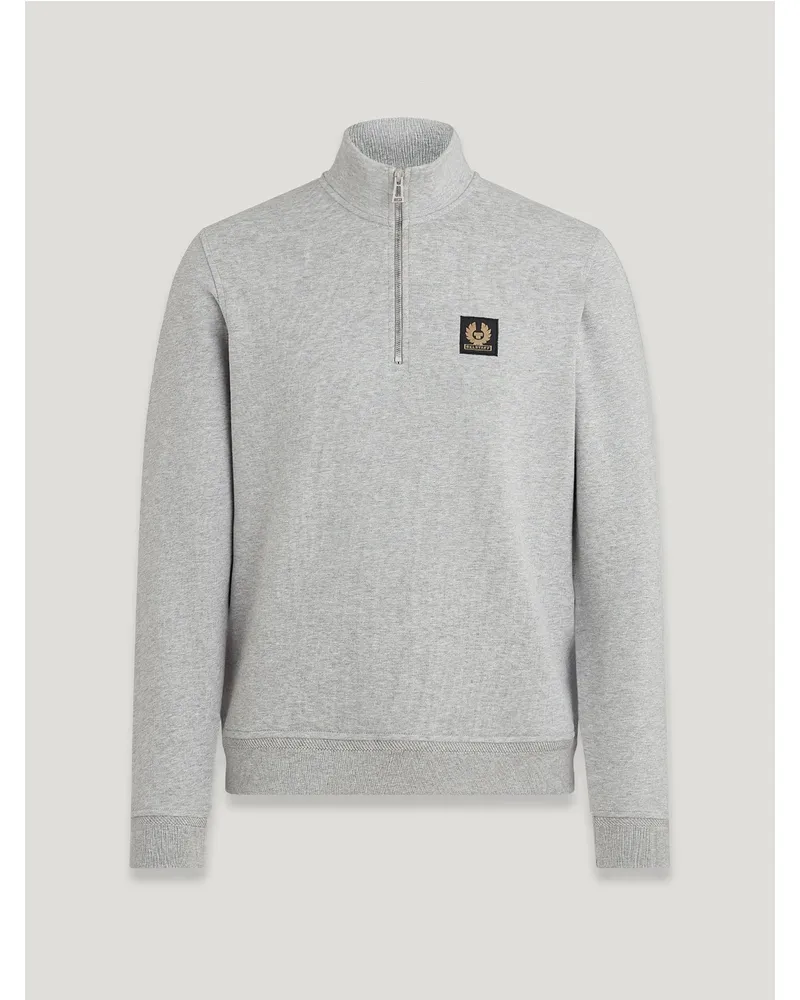 Belstaff Sweatshirt Mit Viertelreißverschluss für Herren Cotton Fleece Meliertes Altsilber Meliertes