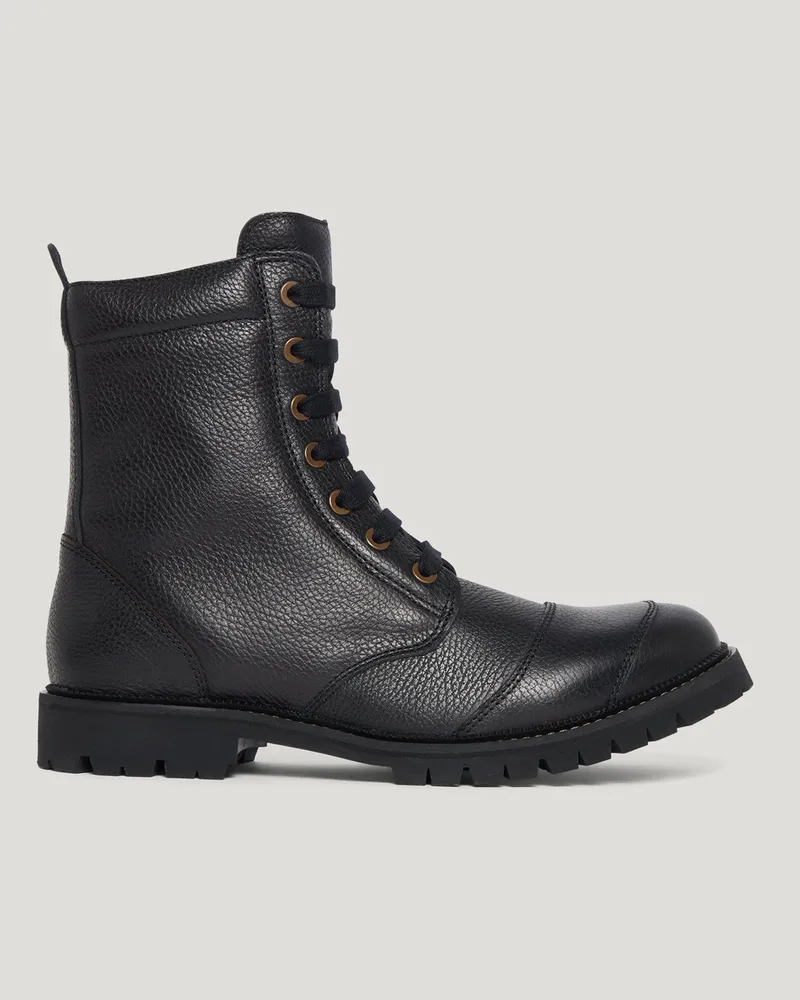 Belstaff Resolve Motorradstiefel für Herren Tumbled Leather Schwarz Schwarz