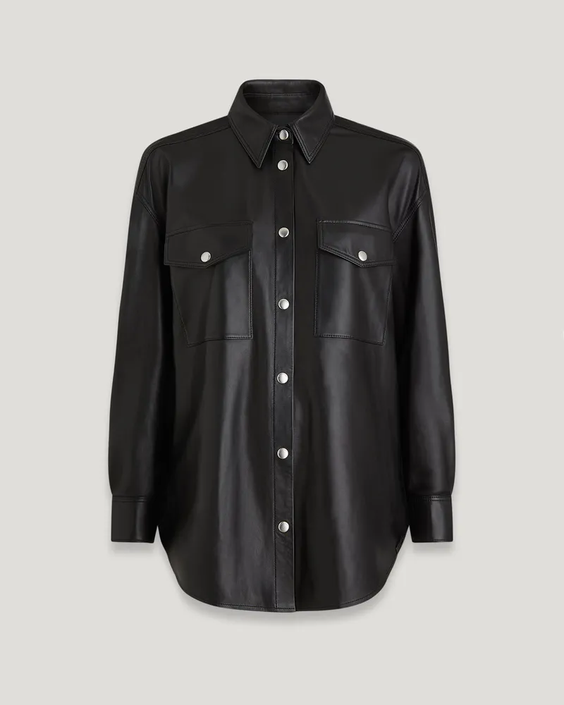 Belstaff Titanium Hemd für Damen Nappa Leather Schwarz/Indigo-Denim Schwarz