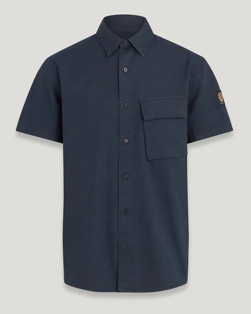 Belstaff Scale Kurzarmhemd für Herren Garment Dye Cotton Dunkles Tintenblau Dunkles