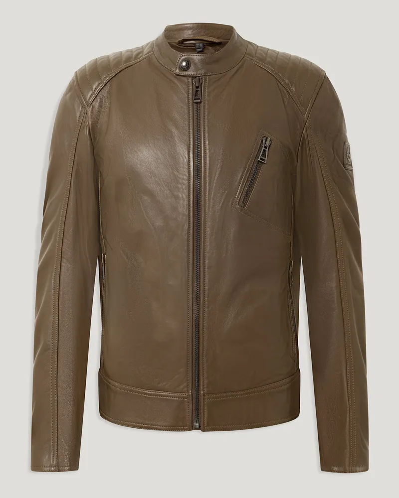 Belstaff V Racer Jacke für Herren Cheviot Leather Dunkelgrün EU 50 