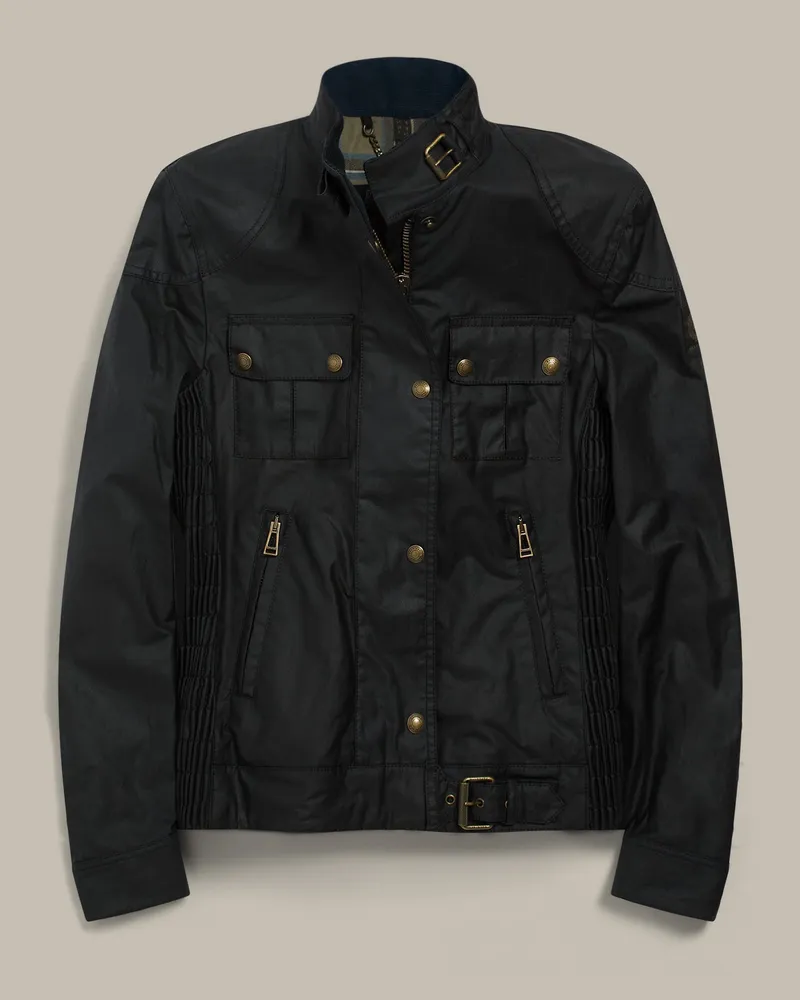 Belstaff Gangster Ikonen Jacke für Damen Waxed Cotton Marine Dunkles