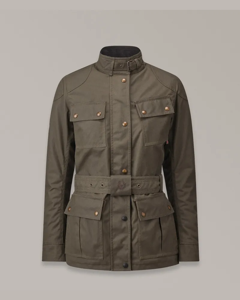 Belstaff Trialmaster Motorradjacke für Damen Waxed Cotton Waldgrün Waldgrün