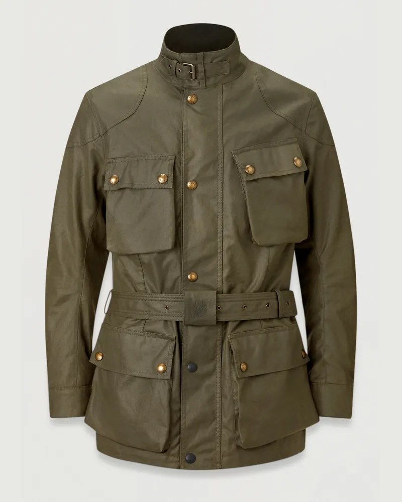 Belstaff Trialmaster Motorradjacke für Herren Waxed Cotton Olivgrün S 