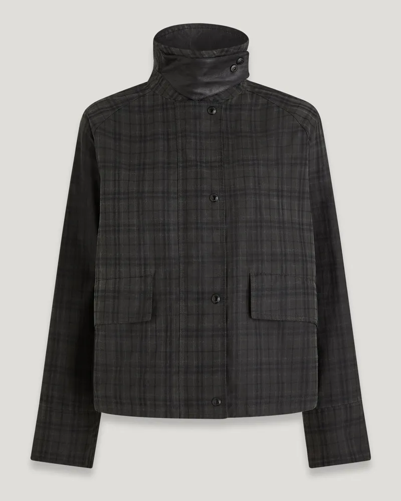 Belstaff Iris Jacke für Damen Hollingworth Plaid Waxed Cotton Charcoal