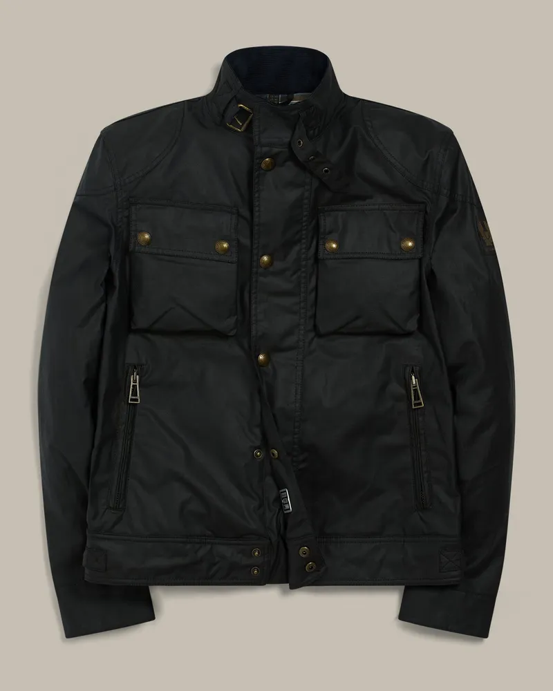 Belstaff Racemaster Ikonen Jacke für Herren Waxed Cotton Marine Dunkles